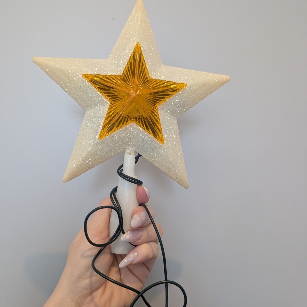 Light-Up Star Tree Topper in Cream and Gold - Picture 5 of 9